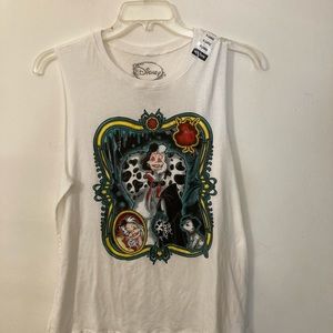 NWT Hot Topic Disney Cruella stained glass sleeveless t-shirt